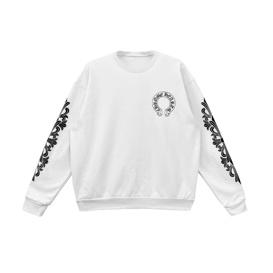 Chrome Horseshoe Floral Sweatshirt — Beyaz — Ön görünüm