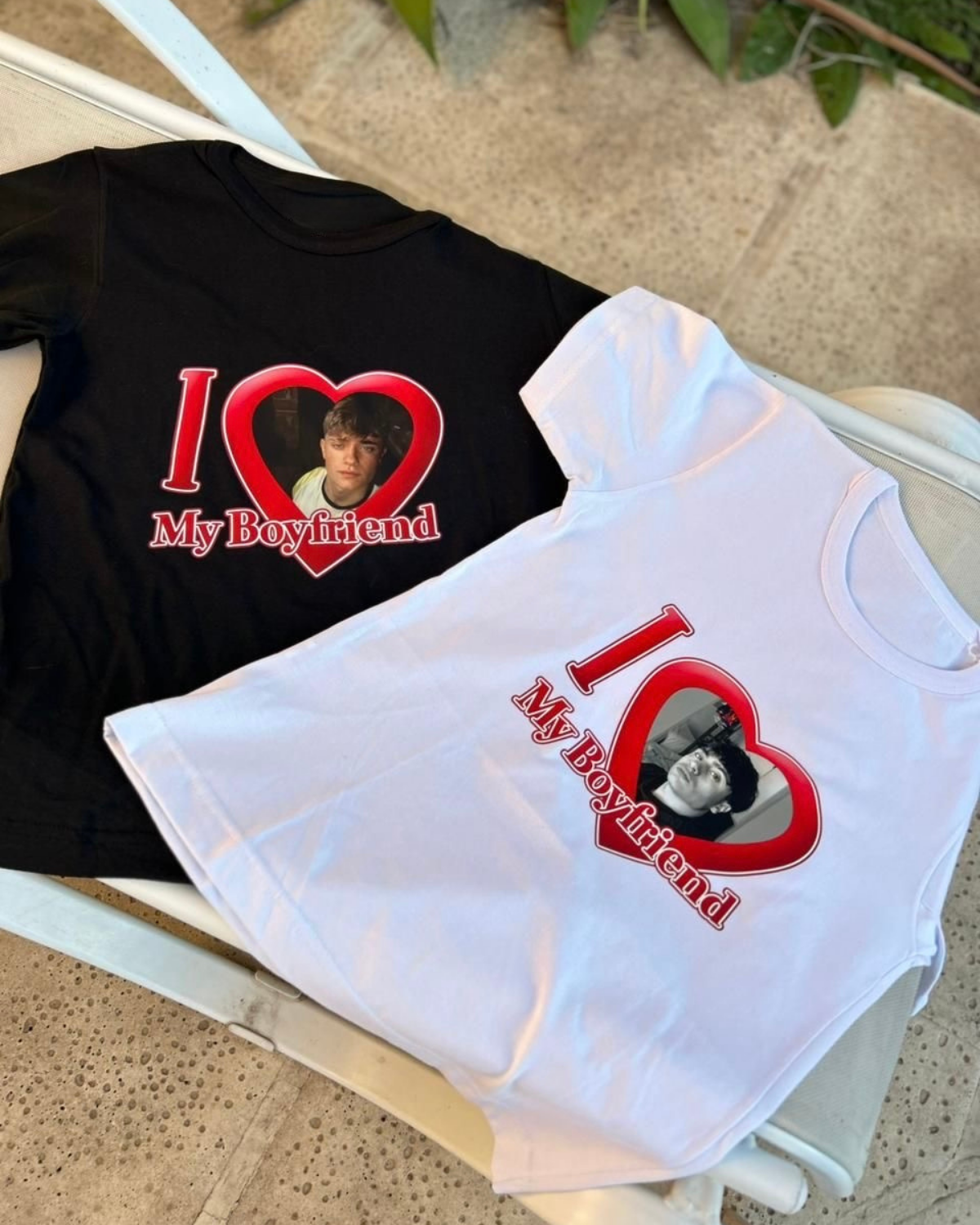 Fotoğraflı I ❤️ My Girlfriend Kişiye Özel Unisex T-Shirt