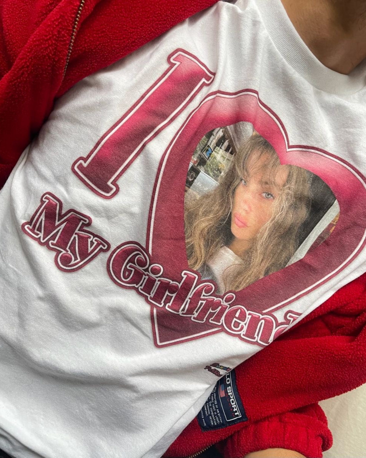 Fotoğraflı I ❤️ My Girlfriend Kişiye Özel Unisex T-Shirt
