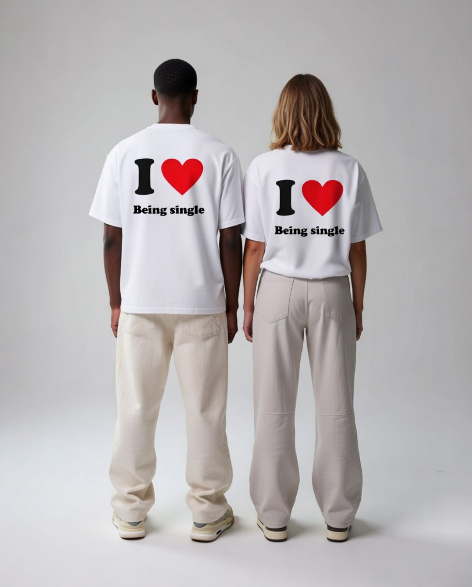 I ❤️ Being Single Unisex Baskılı T-Shirt