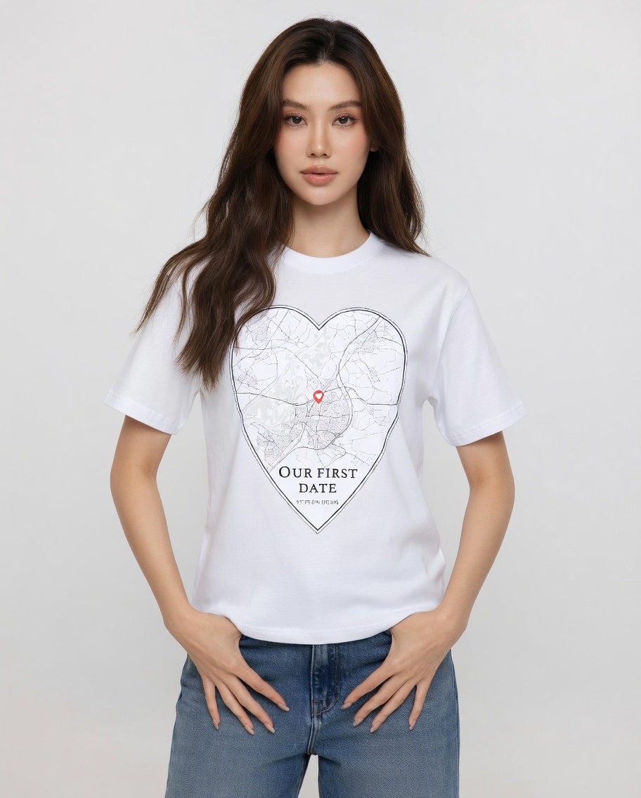 Tarih ve Koordinat Kişiye Özel Unisex T-Shirt