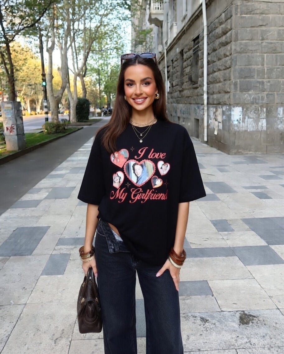 Fotoğraflı I ❤️ My Girlfriend Unisex T-Shirt