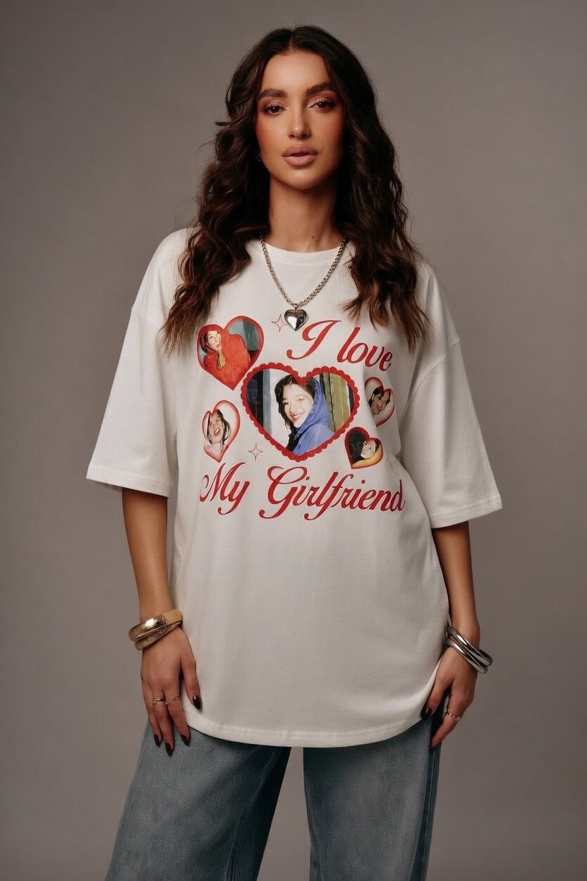 Fotoğraflı I ❤️ My Girlfriend Unisex T-Shirt