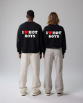 I ❤️ Hot Boys Unisex Baskılı Sweatshirt
