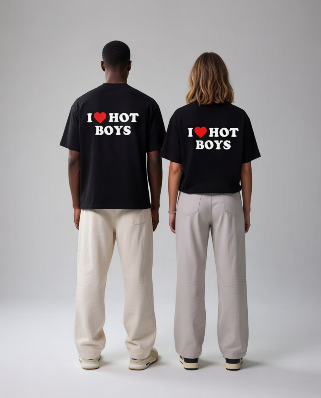 I ❤️ Hot Boys Unisex Baskılı T-Shirt