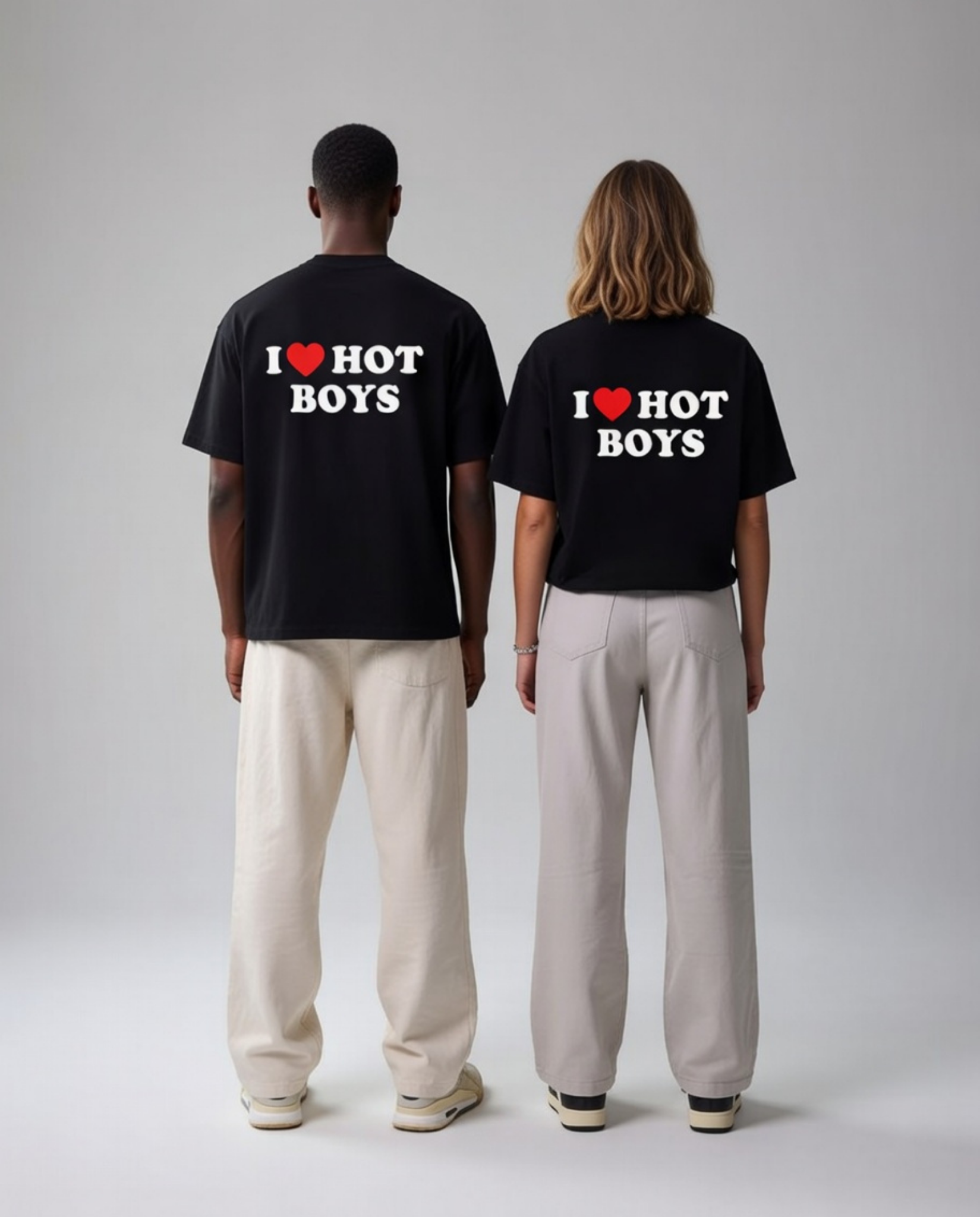 I ❤️ Hot Boys Unisex Baskılı T-Shirt
