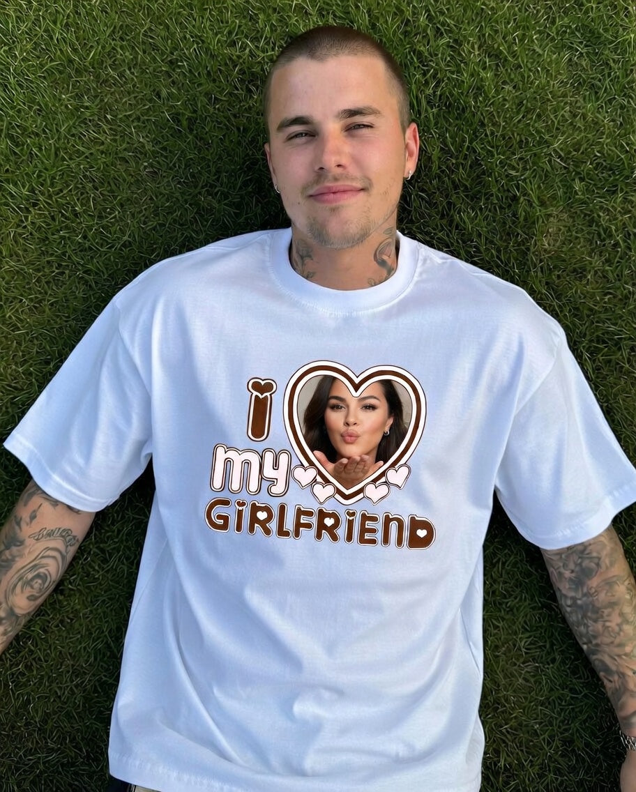 Fotoğraflı I ❤️ My Girlfriend Unisex T-Shirt