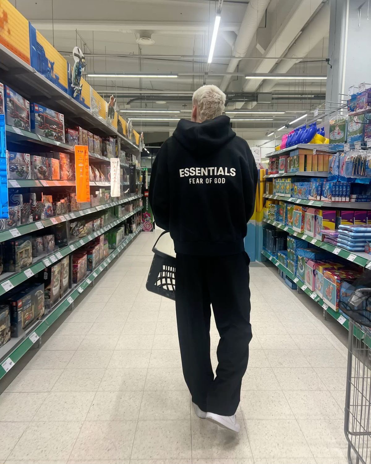 Essentials Yazılı Hoodie — Siyah
