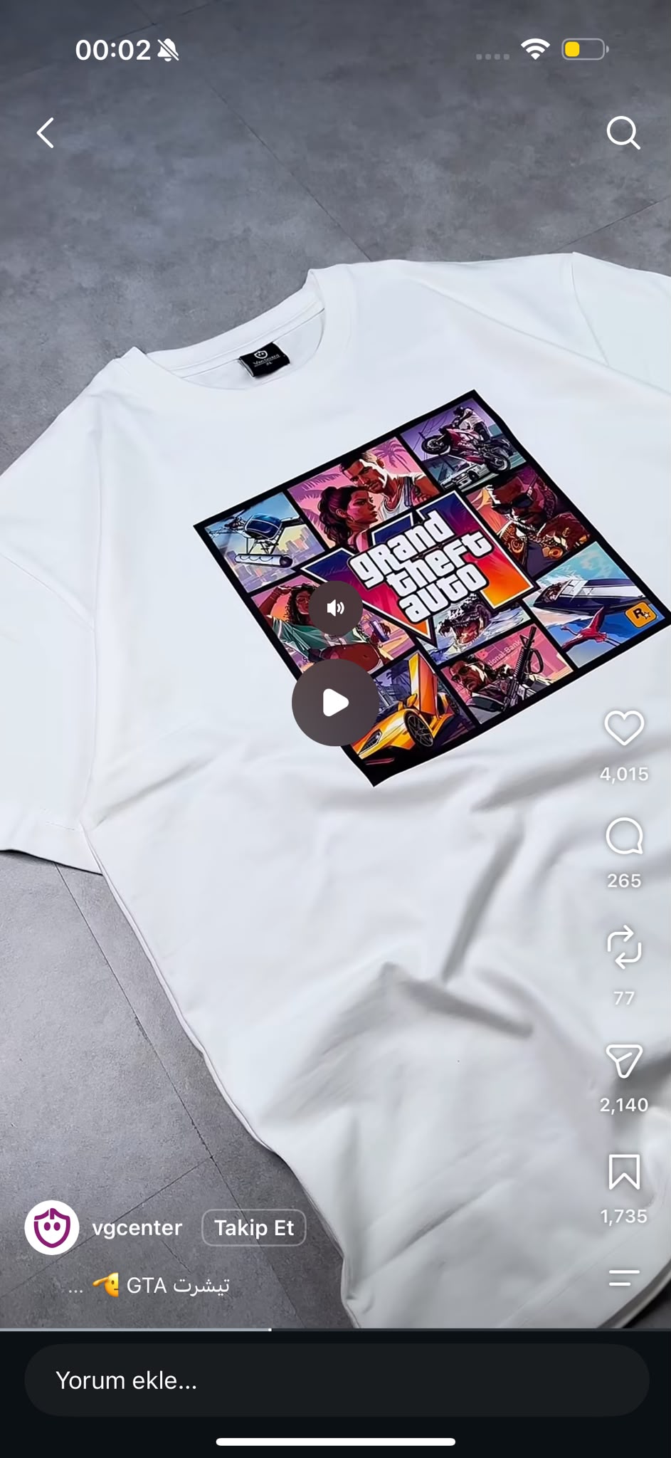 GTA V Kolaj Grafik T-Shirt — Beyaz