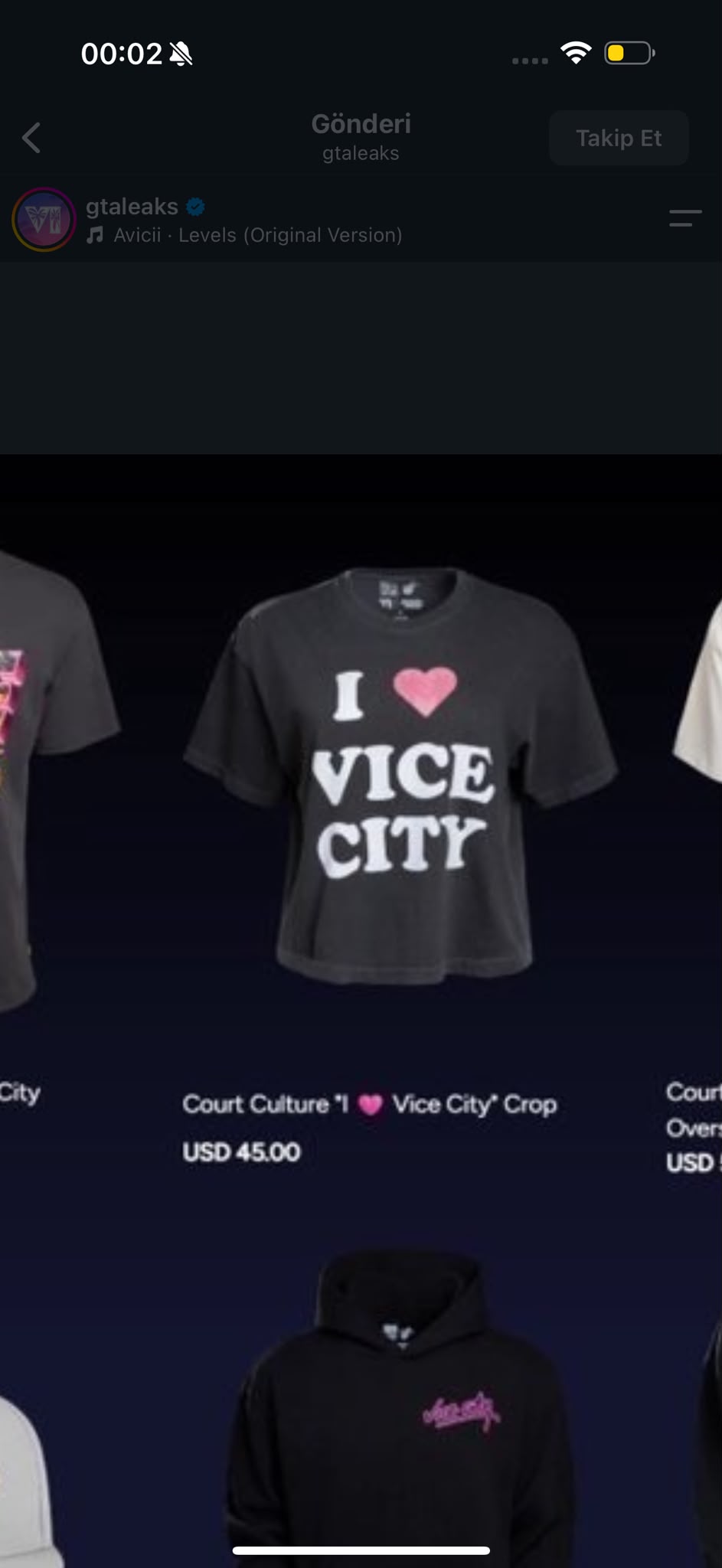 I Love Vice City Crop Tee — Siyah