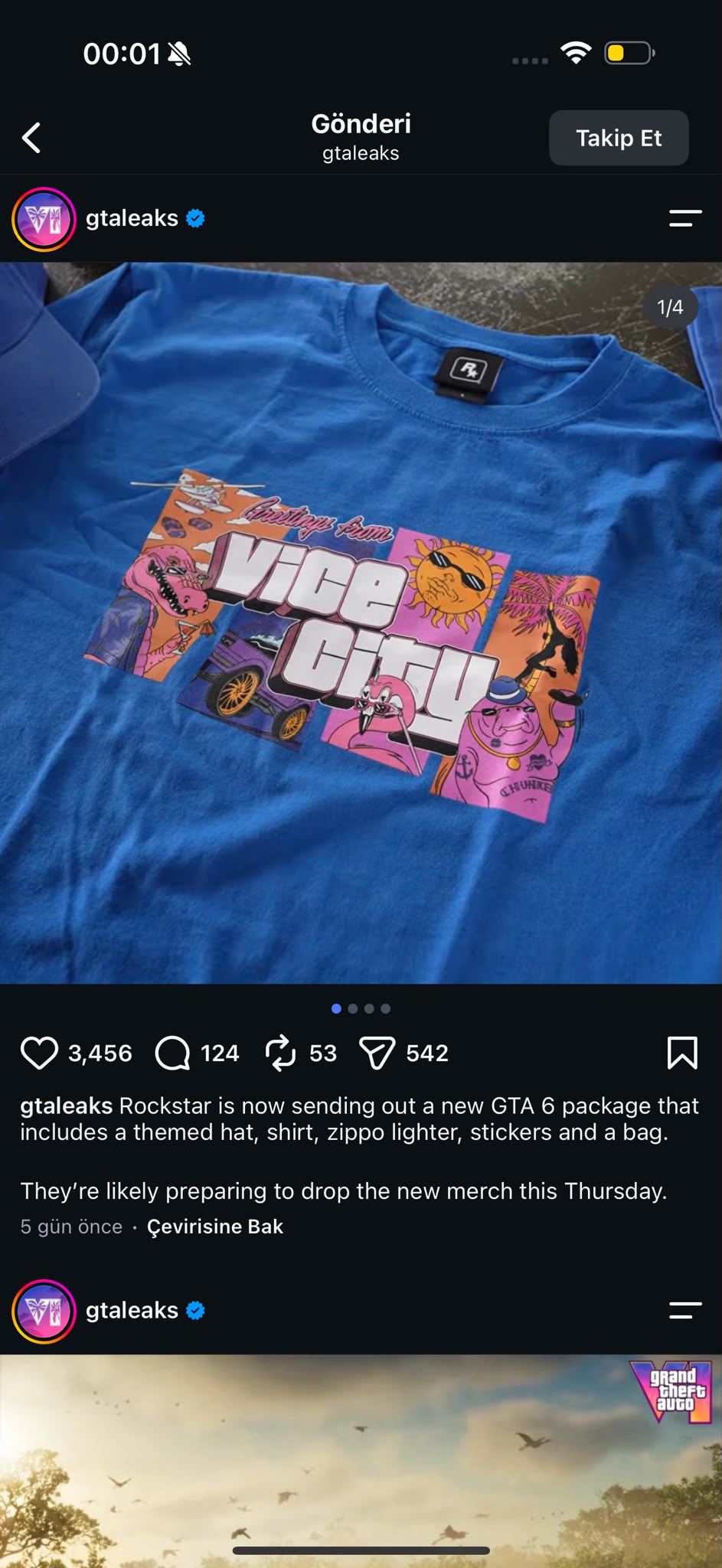 Vice City Kolaj Grafik T-Shirt — Mavi