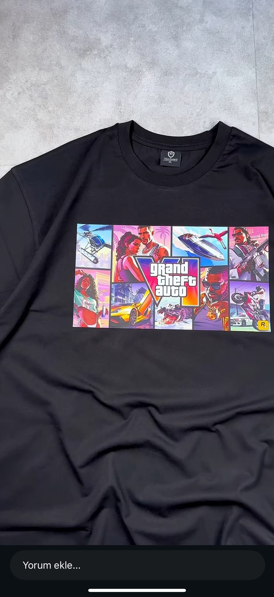 GTA V Kolaj Grafik T-Shirt — Siyah