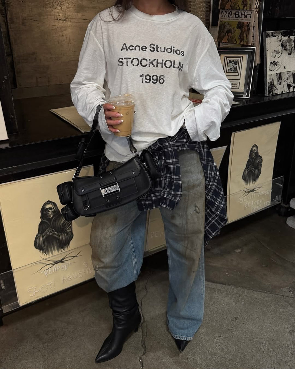 Stockholm 1996 Yazılı Uzun Kollu T-Shirt — Beyaz
