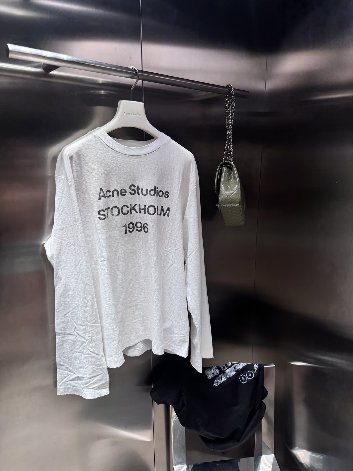Stockholm 1996 Yazılı Uzun Kollu T-Shirt — Beyaz