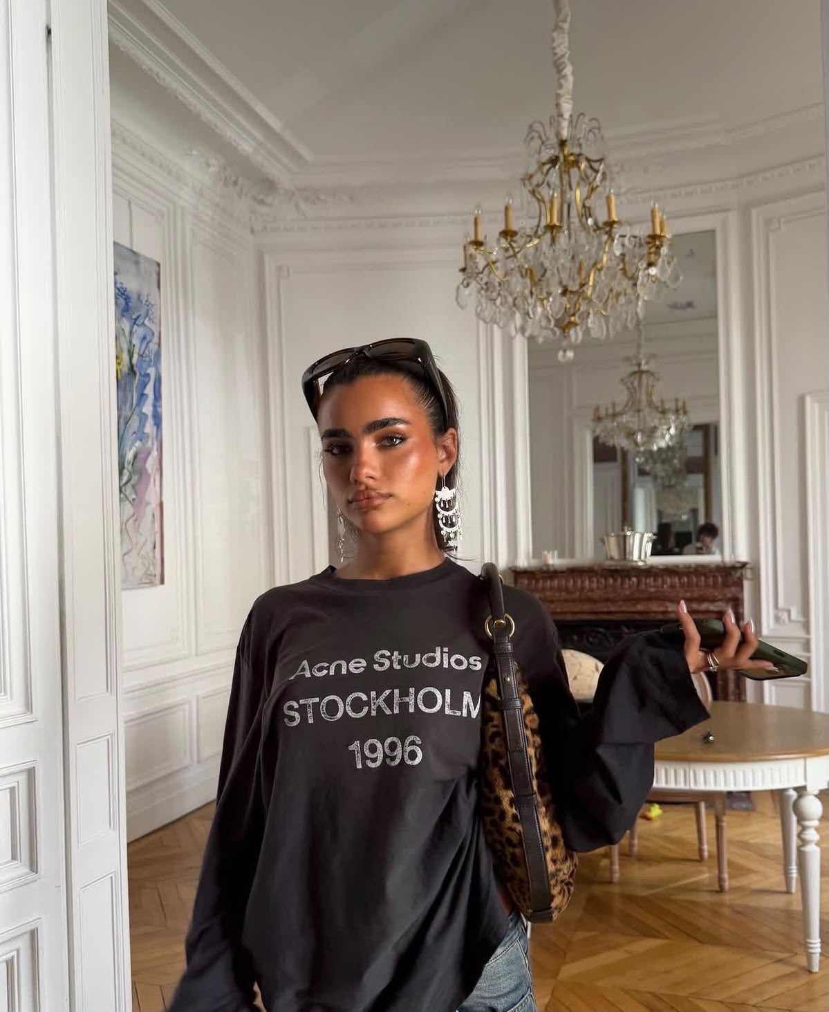 Stockholm 1996 Yazılı Uzun Kollu T-Shirt — Siyah