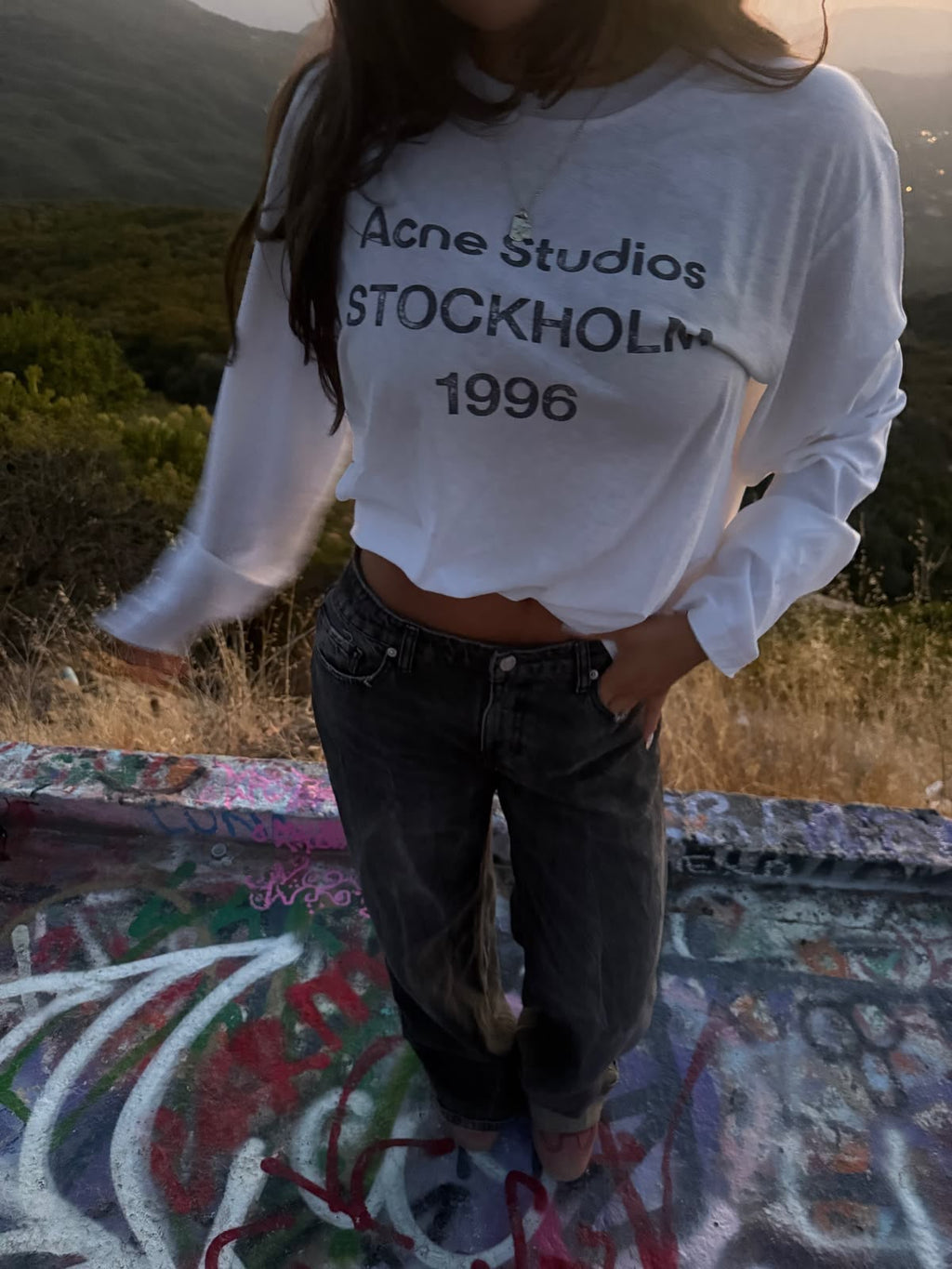 Stockholm 1996 Yazılı Uzun Kollu T-Shirt — Beyaz