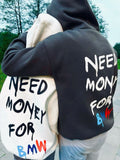 Need Money For BMW Renkli Yazılı Hoodie — Krem