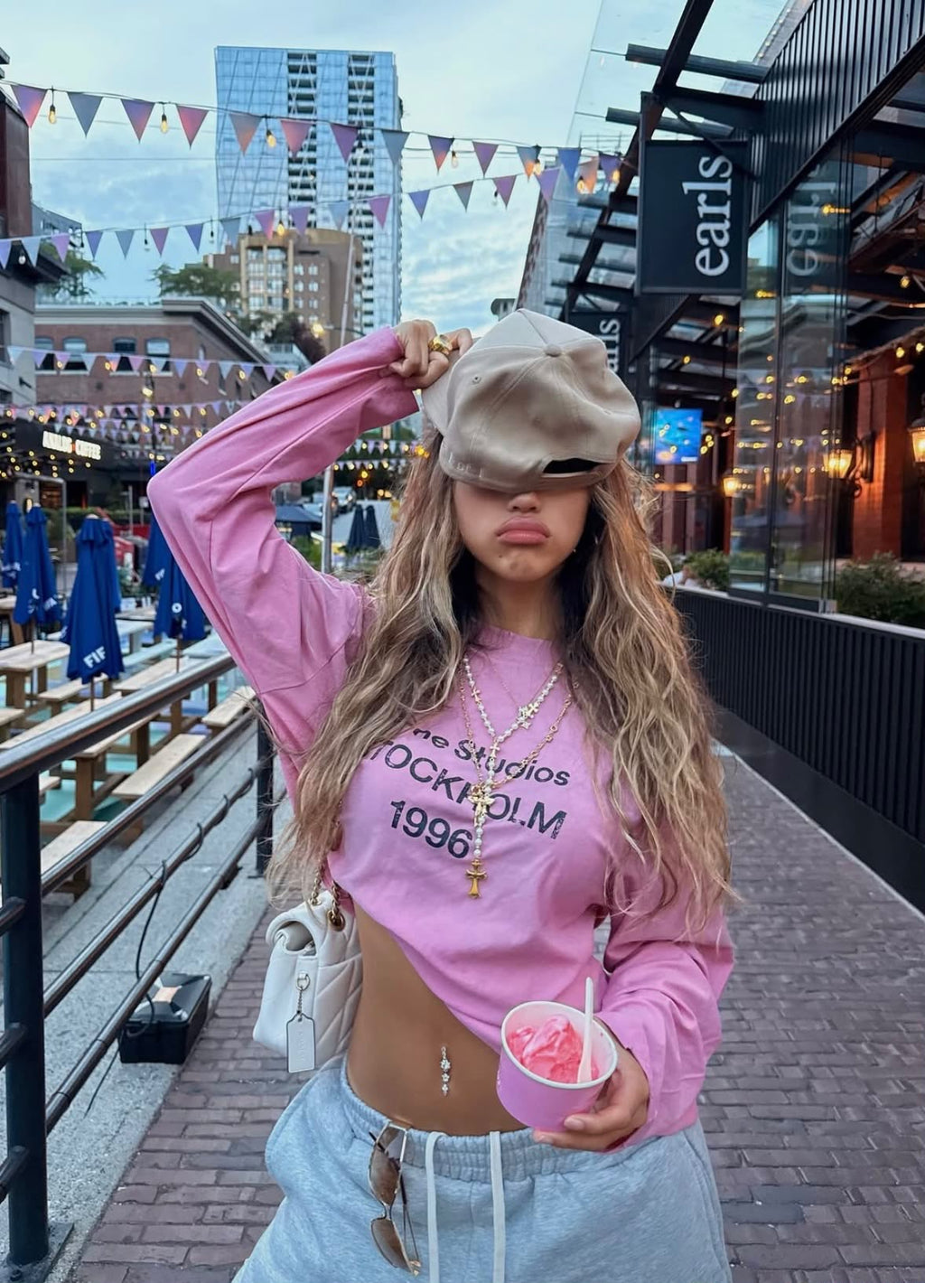 Stockholm 1996 Yazılı Sweatshirt — Pembe