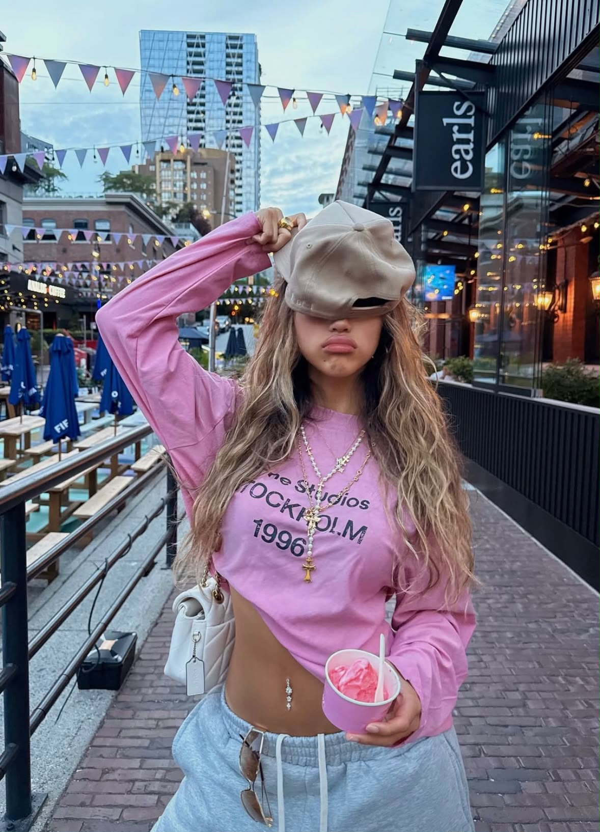 Stockholm 1996 Yazılı Sweatshirt — Pembe
