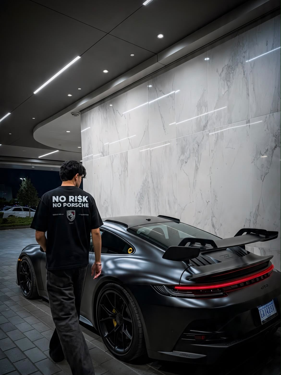 No Risk No Porsche T-Shirt — Siyah