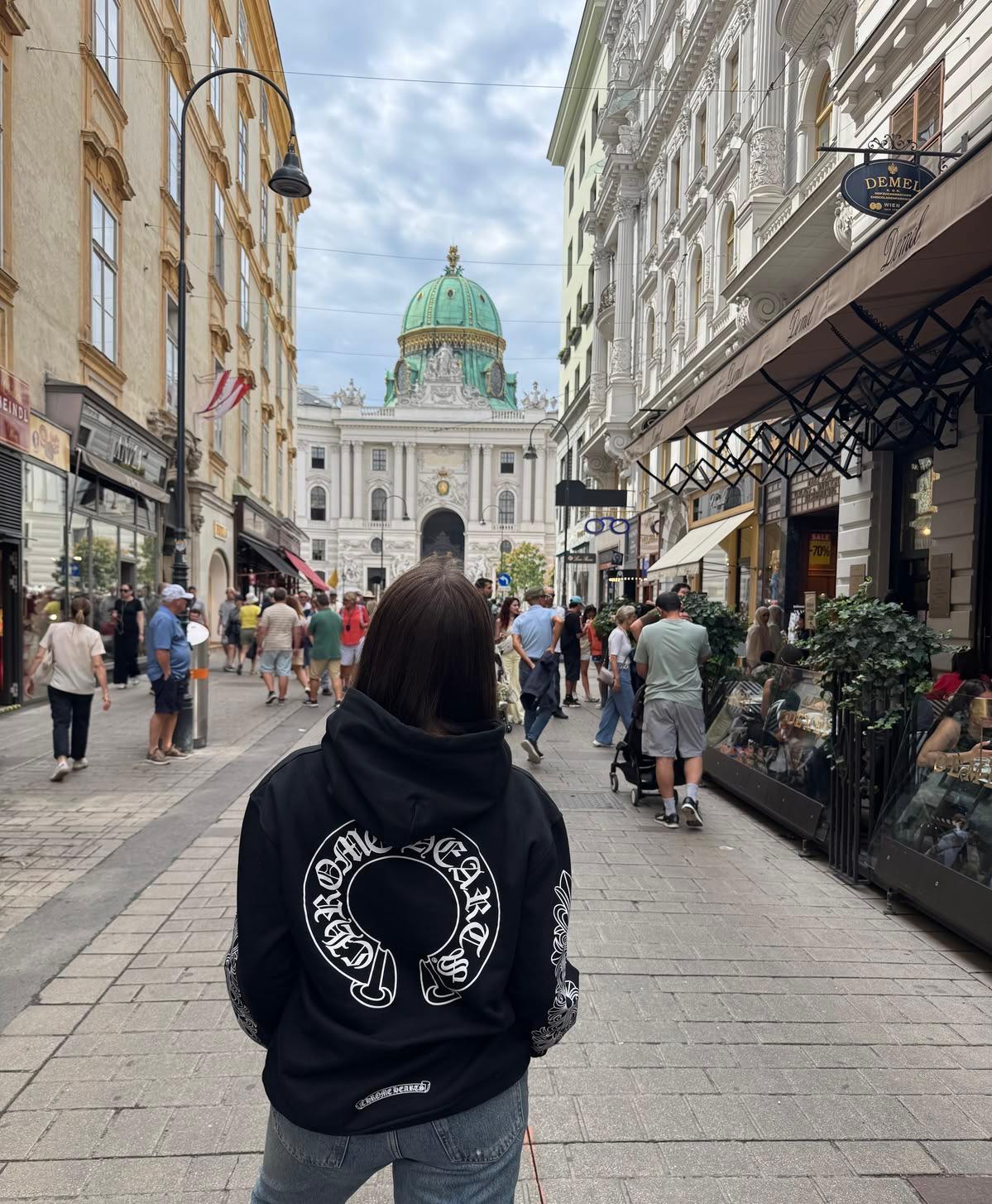 Chrome Horseshoe Floral Hoodie — Siyah — yeni gönderi 4