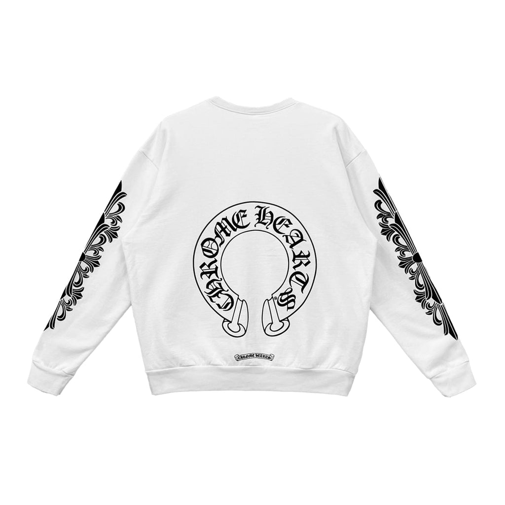 Chrome Horseshoe Floral Sweatshirt — Beyaz — Arka görünüm