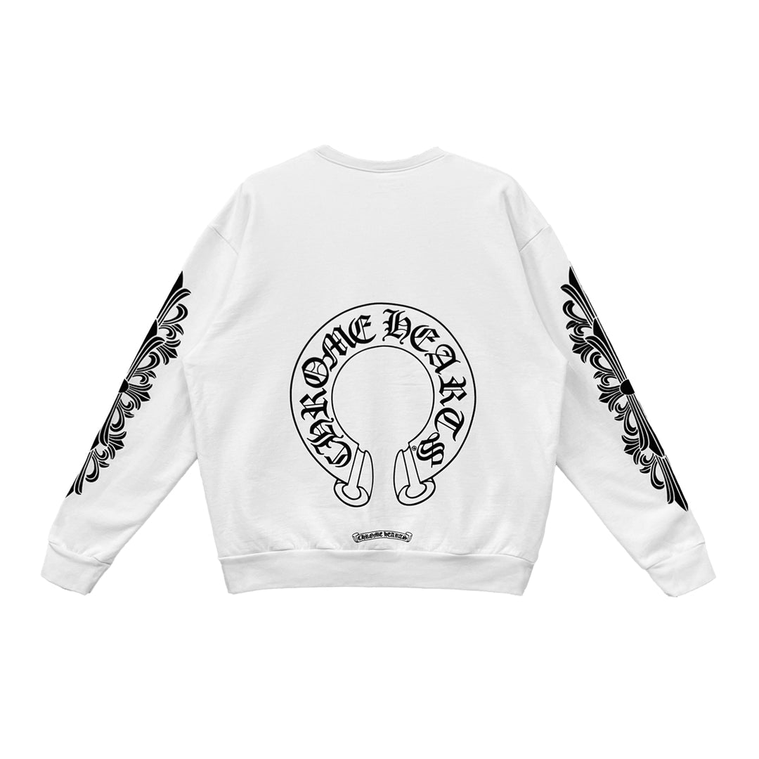 Chrome Horseshoe Floral Sweatshirt — Beyaz — Arka görünüm