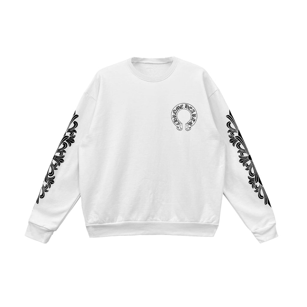 Chrome Horseshoe Floral Sweatshirt — Beyaz — Ön görünüm