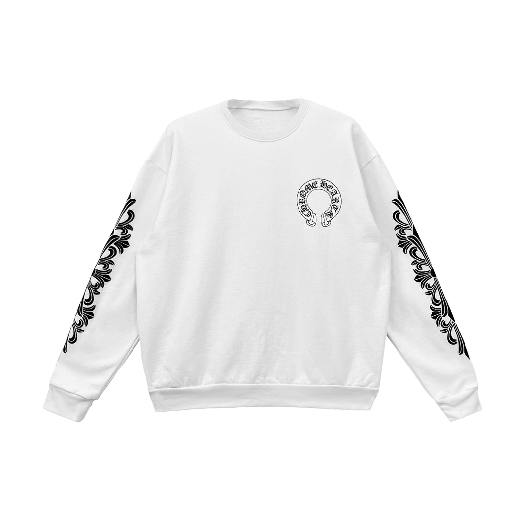 Chrome Horseshoe Floral Sweatshirt — Beyaz — Ön görünüm