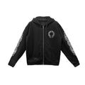 Chrome Horseshoe Floral Fermuarlı Hoodie — Siyah — Ön görünüm